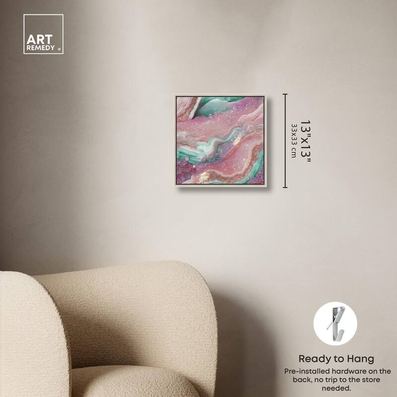 Pink and Mint Crystal III Canvas by Art Remedy