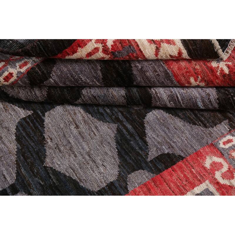 Geometric Trellis Gabbeh Kashkoli Oriental Wool Area Rug Hand-knotted - 5'4" x 7'9"