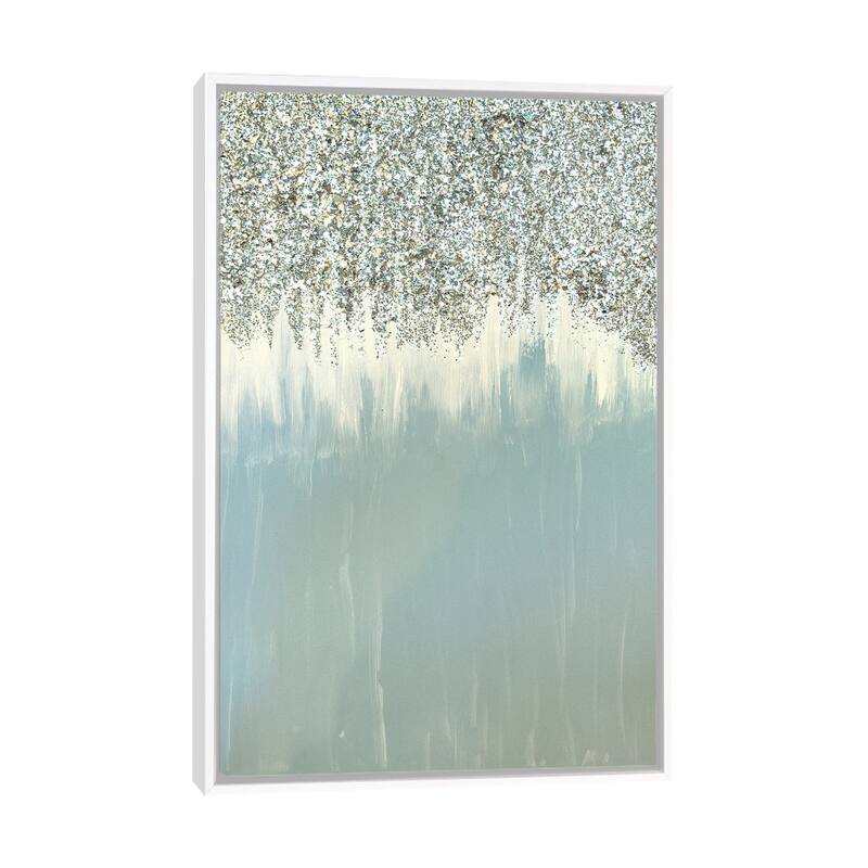 iCanvas "Blue And Silver Shimmer" by Amber Lamoreaux Framed Canvas Print - White - 26x18