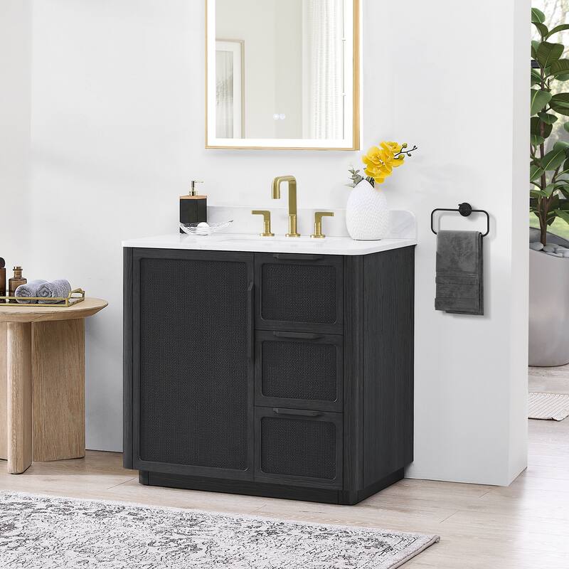 Busan Bath Vanity with White Quartz Stone Top without Mirror