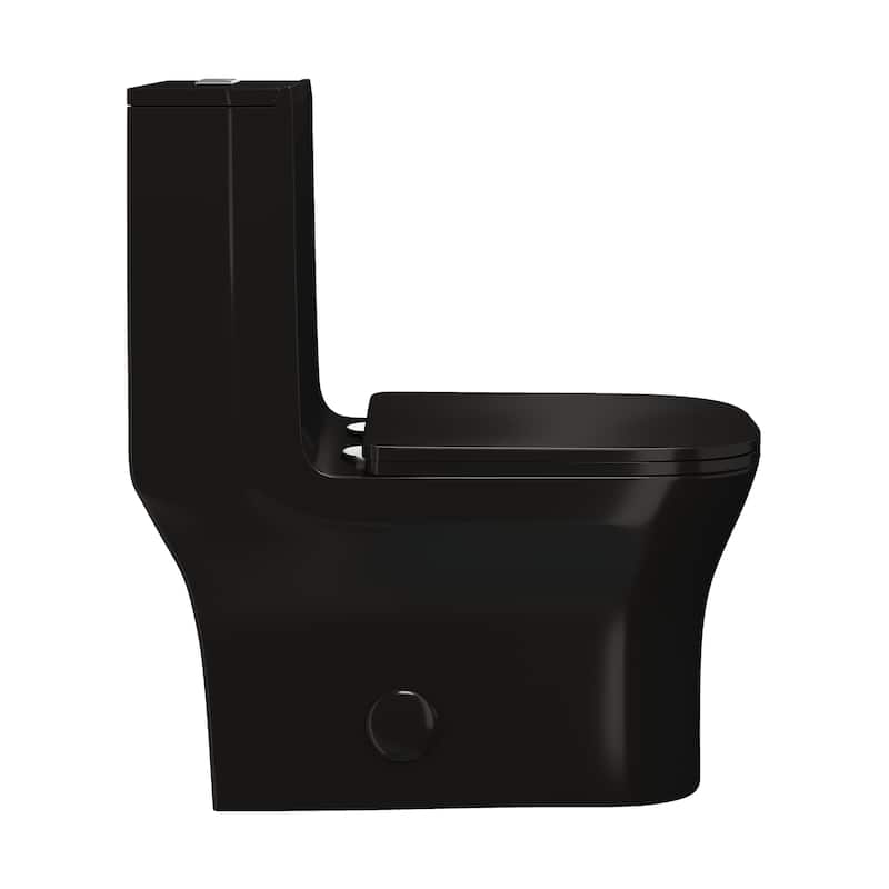 Concorde One Piece Square Toilet Dual Flush In Glossy Black 1.1/1.6 Gpf - 27.0" x 15.0" x 29.5"
