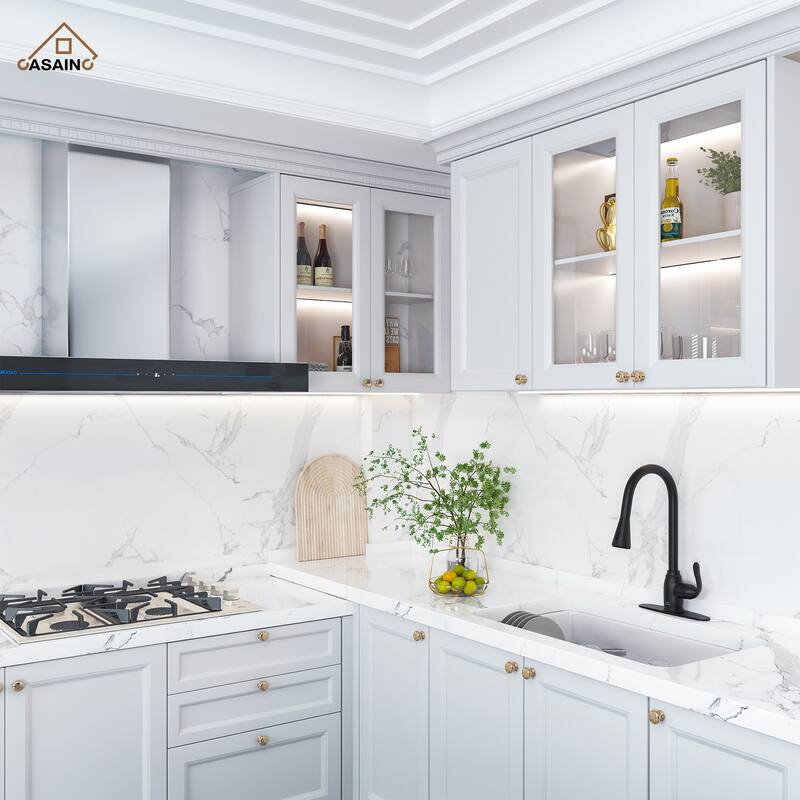 Single Handle Pull Down Sprayer Kitchen Faucet with Three Functions Spray Head