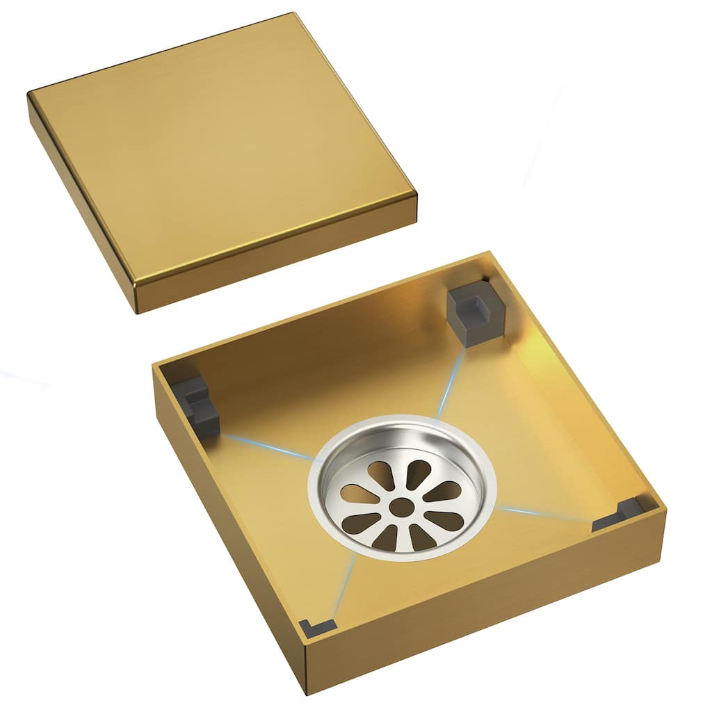 4"x4" Stainless Steel Square Shower Drain With Drain Cover - 4 inch