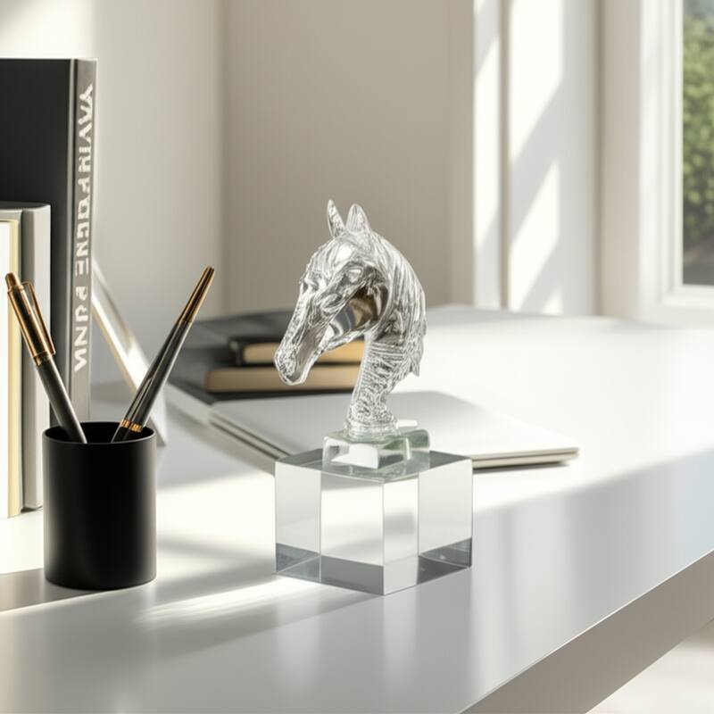 Resin Horse Sculpture with Crystal Base Figurine Accent - 10" Clear - 6" x 3.5" x 9.5" - Clear - 6" x 3.5" x 9.5"