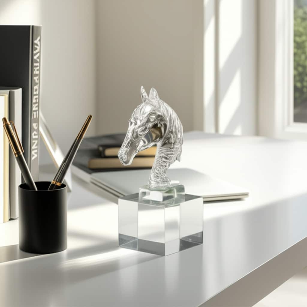 Resin Horse Sculpture with Crystal Base Figurine Accent - 10" Clear - 6" x 3.5" x 9.5"