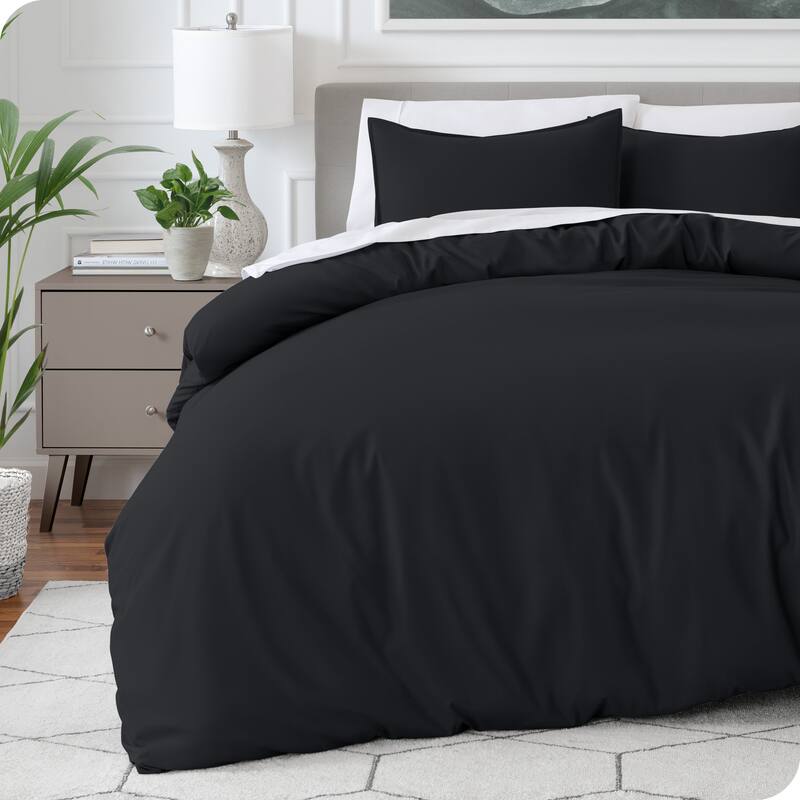 Bare Home Soft Hypoallergenic Microfiber Duvet Cover and Sham Set - Black - Twin XL