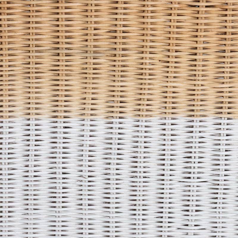 Palm Scallop Natural Rattan Console Table – Handwoven Wicker Accent Table for Hallway or Entryway, Coastal Décor, Rectangle