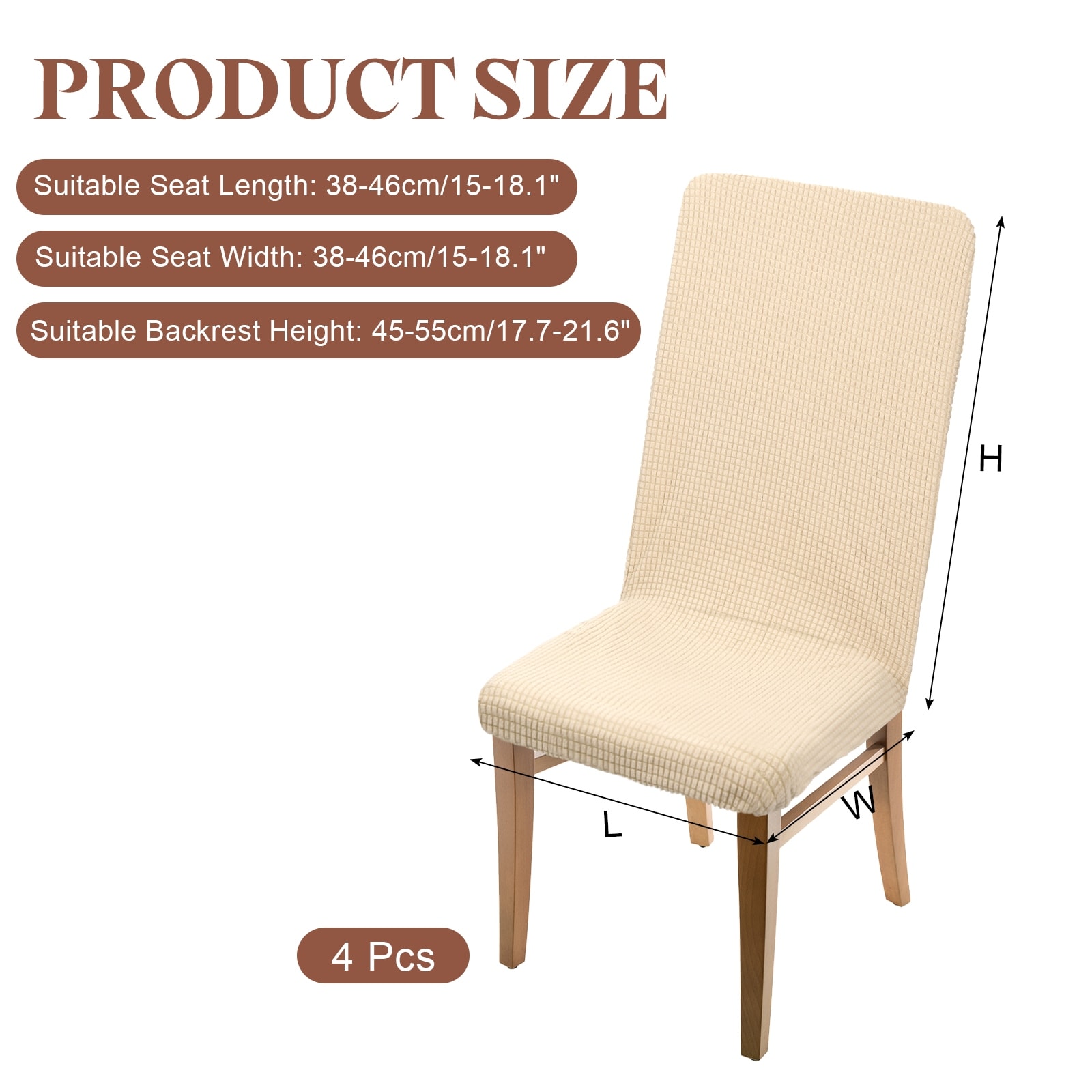 Dining Room Chair Cover, Soft Stretch Removable Parson Chair Slipcover Seat Protector Cover for Home Kitchen Hotel Restaurant