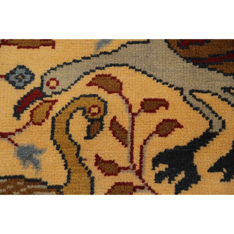 Hand Knotted Oriental 100% Wool Carpet Traditional All-Over Yellow & Gold Ziegler Area Rug - 9' 11'' X 8' 2''
