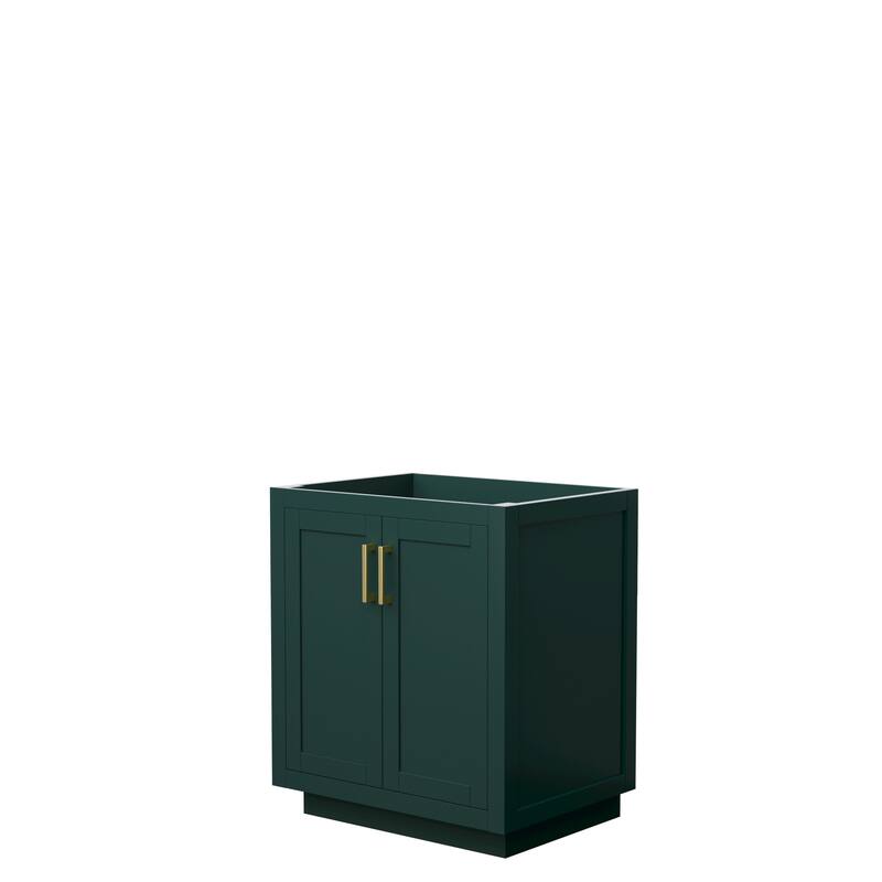 Miranda Single Bathroom Vanity Cabinet, No Mirror - 30-Inch Single - Green, Brushed Gold Trim, No Top