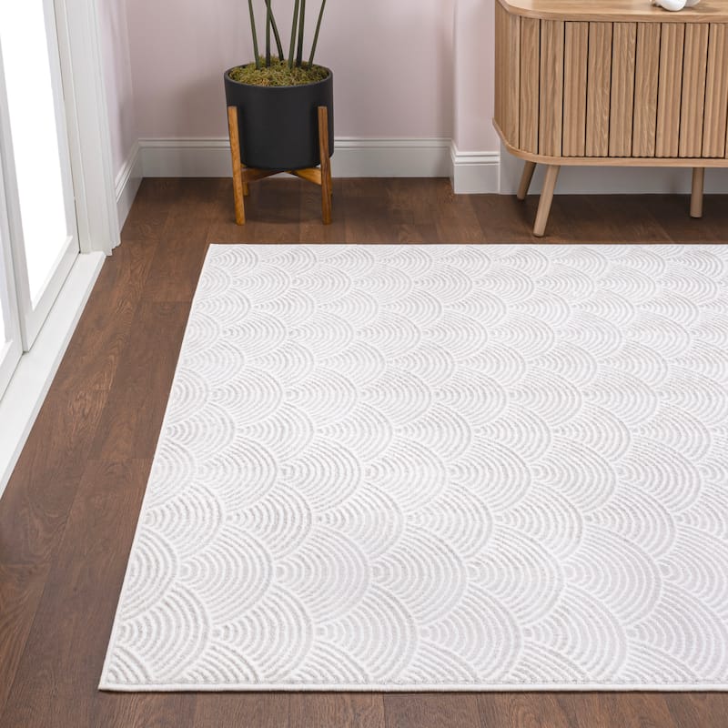 JONATHAN Y Cole Geometric Art Deco Fan Pattern High-Low Rug