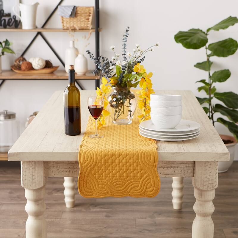 DII French Blue Quilted Farmhouse Table Runner
