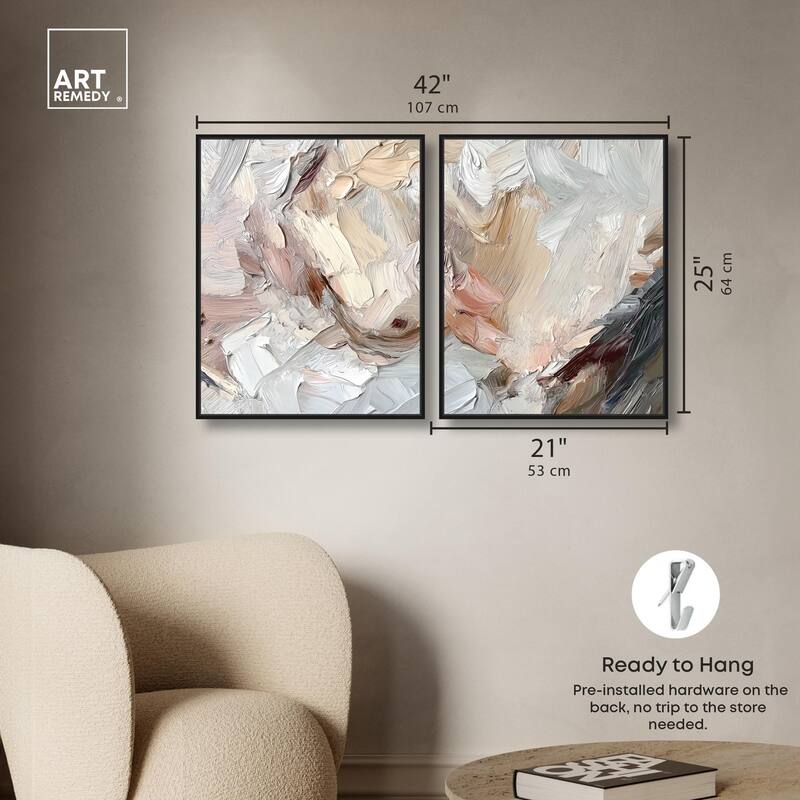 Running Horse Neutral I Canvas Set of 2 by Art Remedy
