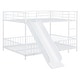 preview thumbnail 30 of 70, Metal Bunk Bed with Slide and Door, Twin Over Twin/Full Over Full Low Bunk Bedframe with Fence Guardrails and Ladder for 2 Kids