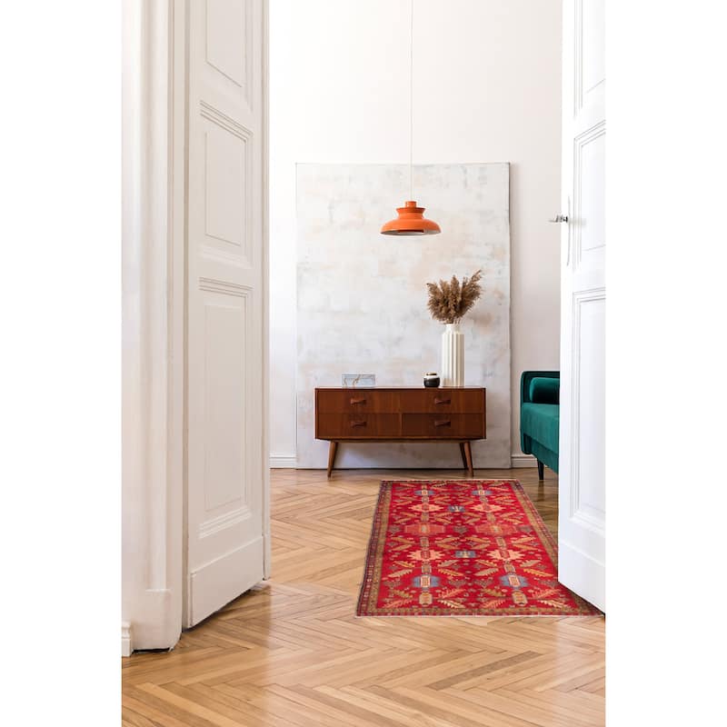 ECARPETGALLERY Hand-knotted Konya Anatolian Red Wool Rug - 4'11 x 11'1