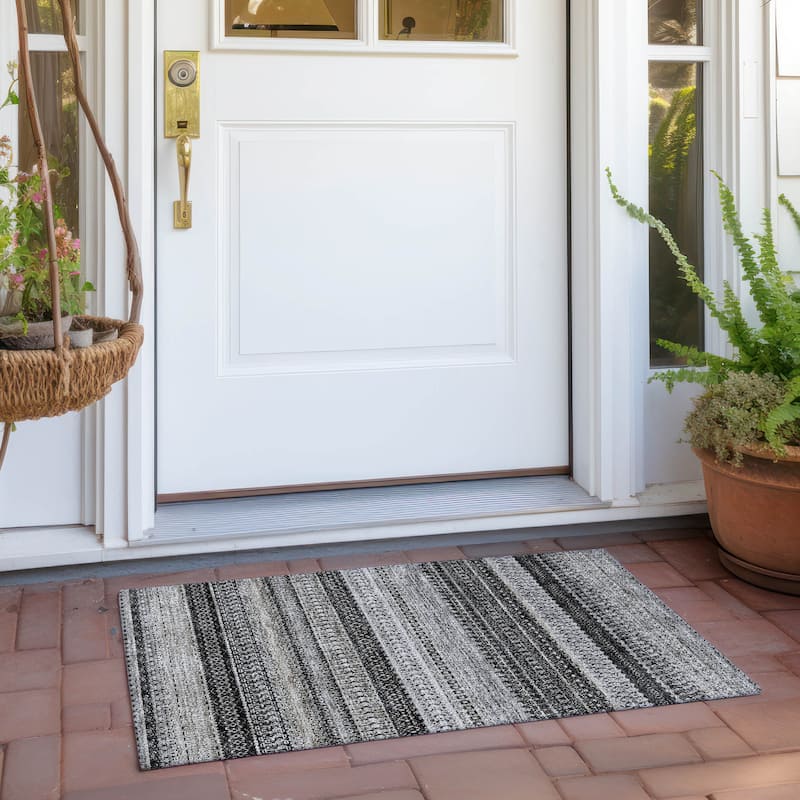 Machine Washable Indoor/ Outdoor Chantille Moroccan Stripes Rug