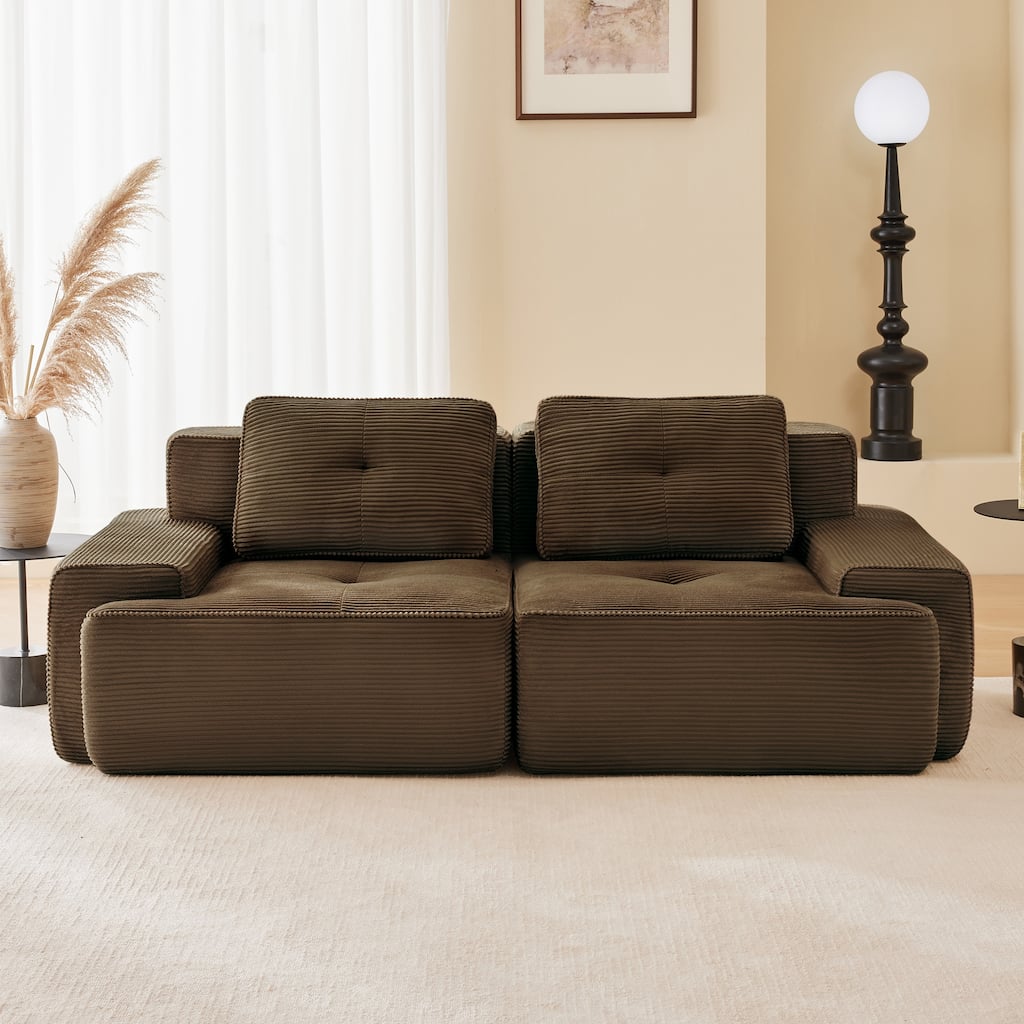 82" Modern Modular Sectional Sofa for Living Room, Corduroy Fabric, 2-Seater Couch with Deep Seat
