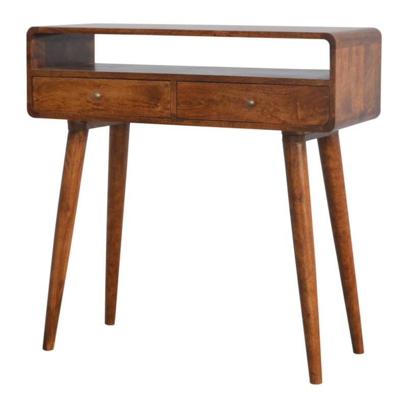 Artisan furniture soild mango wood Curved Chestnut Console Table