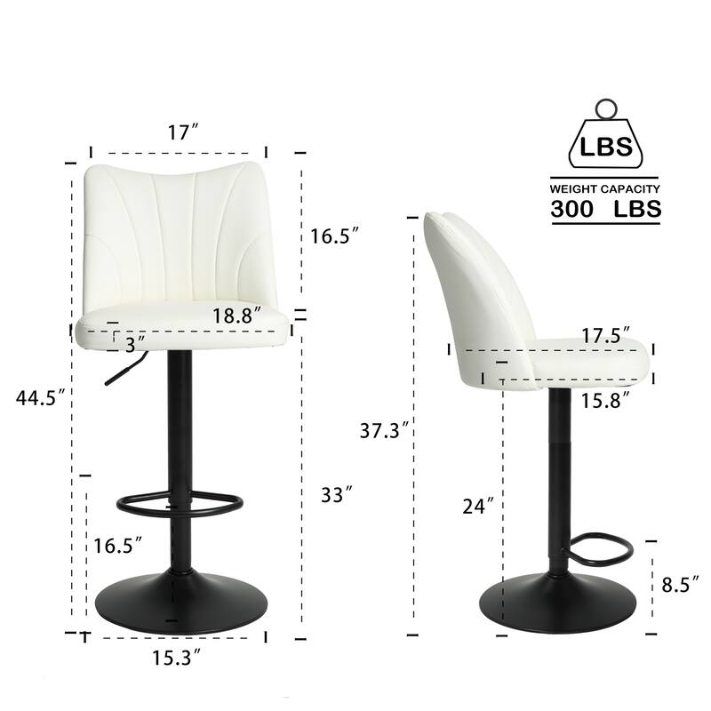 Swivel Bar Stools Set of 2, Counter Height Bar Stools with Back, Armless Upholstered Kitchen Stool Island with Footstool