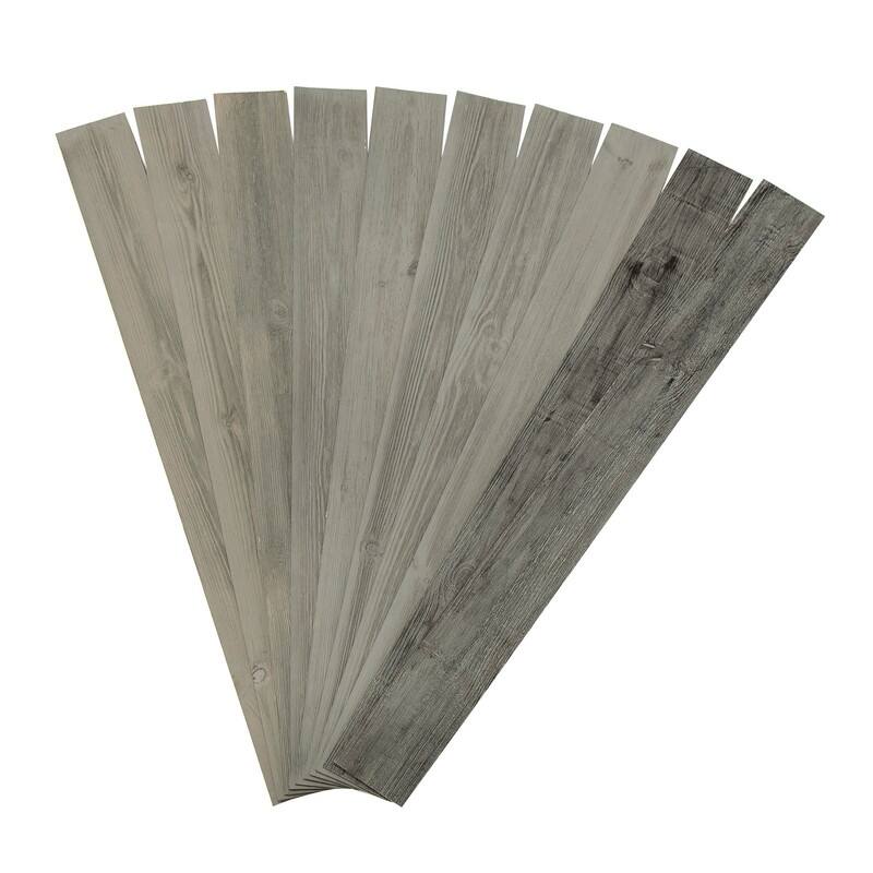Rustic Grove Wood Planks (14 sq ft) - 45 x 4.5 - Mixed Gray-Dark