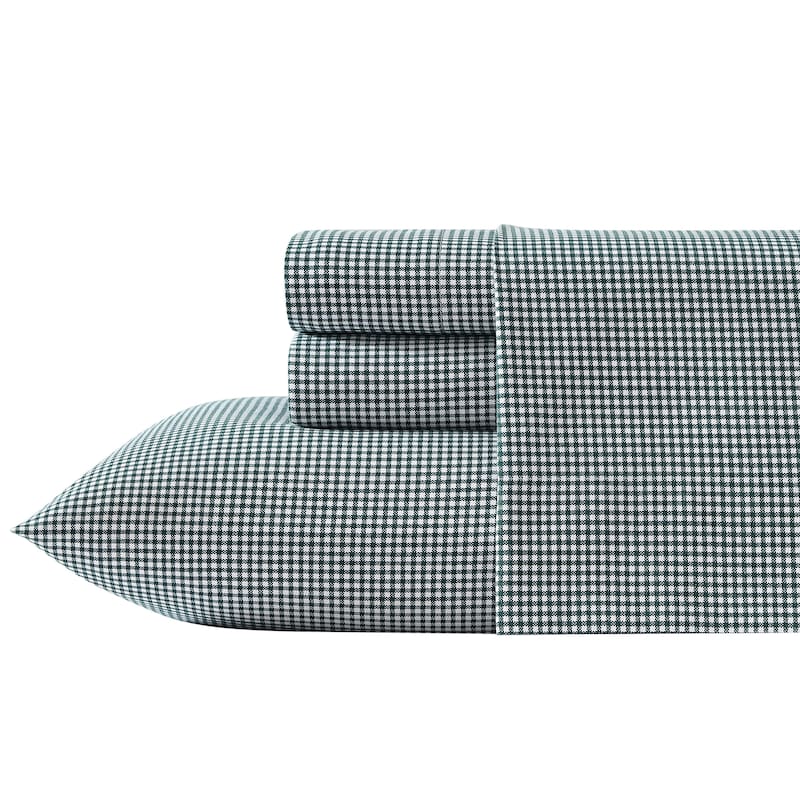 Nautica Cozy Brushed Flannel Printed Sheet Sets - King - Bayside Plaid Green