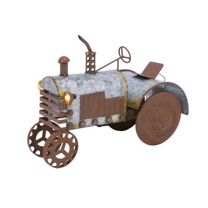 Antique Galvanized 14.2 in Metal Tractor - N/A
