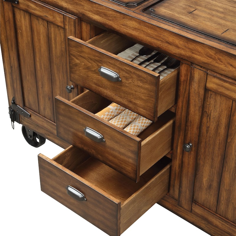 Kitchen Cart with 3 Drawers in Antique Tobacco