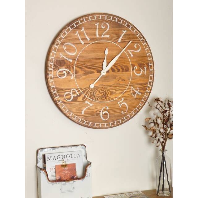 Oversized Farmhouse Wall Clock - 30 x 30 - Light Brown