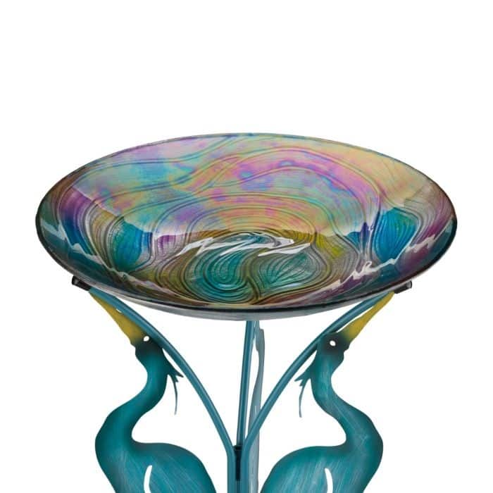 18" Birdbath with Decorative Stand - Heron