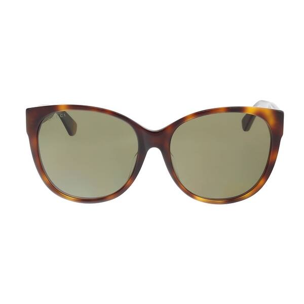 Shop Gucci Gg0097sa 002 Havana Cat Eye Sunglasses Overstock