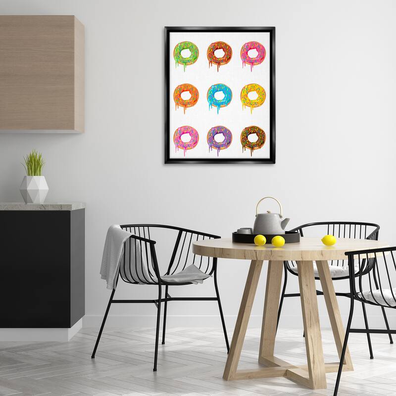 Stupell Bright Donut Rows Framed Floater Canvas Wall Art Design By Marcus Prime