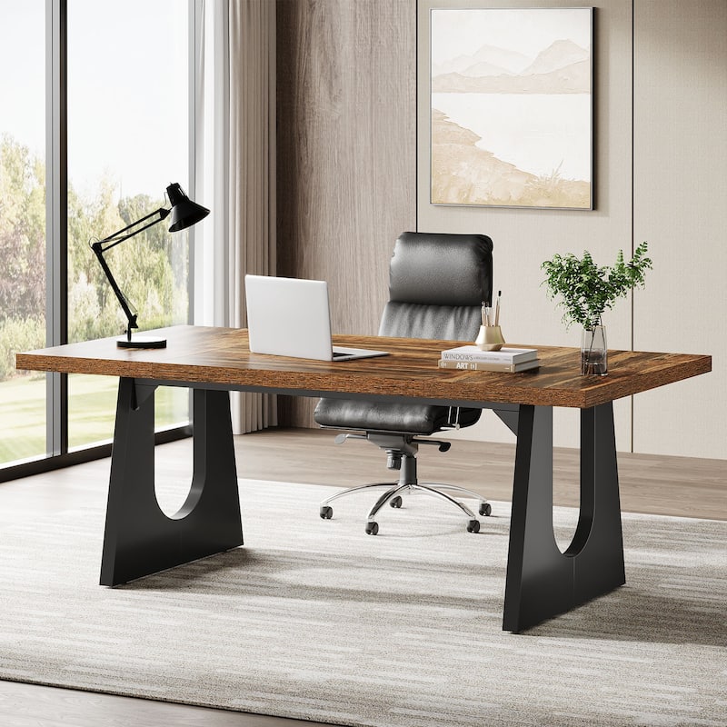 70.9 Inches Executive Desk Rectangular Computer Office Desk with Large Desktop - Dark Brown