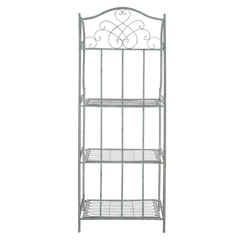 SAFAVIEH Bryn Victorian Wrought Iron 4-Tier Outdoor Bakers Rack - 25 In. W x 15 In. D x 63 In. H - 25"W x 15"D x 63"H