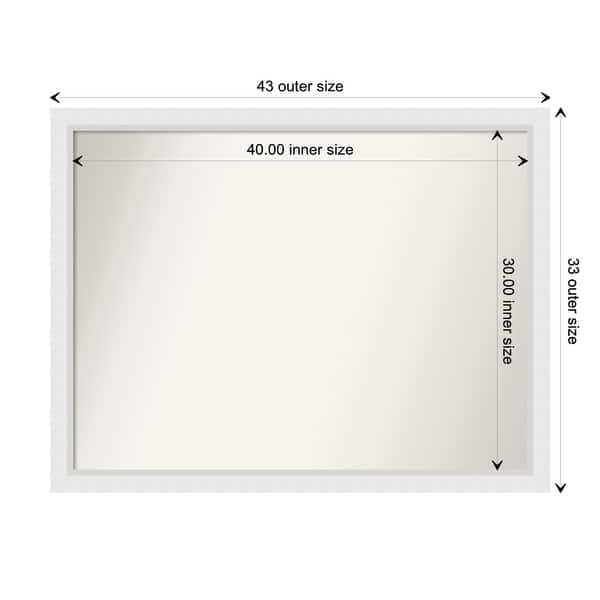 dimension image slide 11 of 93, Wall Mirror Choose Your Custom Size - Extra Large, Blanco White Wood