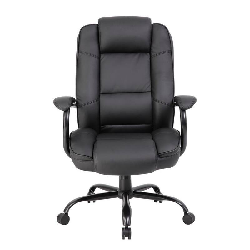 Liv Rolling Oversized Swivel Chair, Black Faux Leather, 400lbs