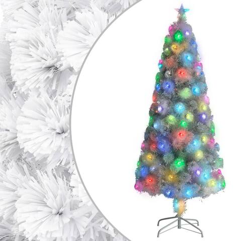 vidaXL Artificial Christmas Tree with LED White 2/4/5/6/7 ft Fiber Optic