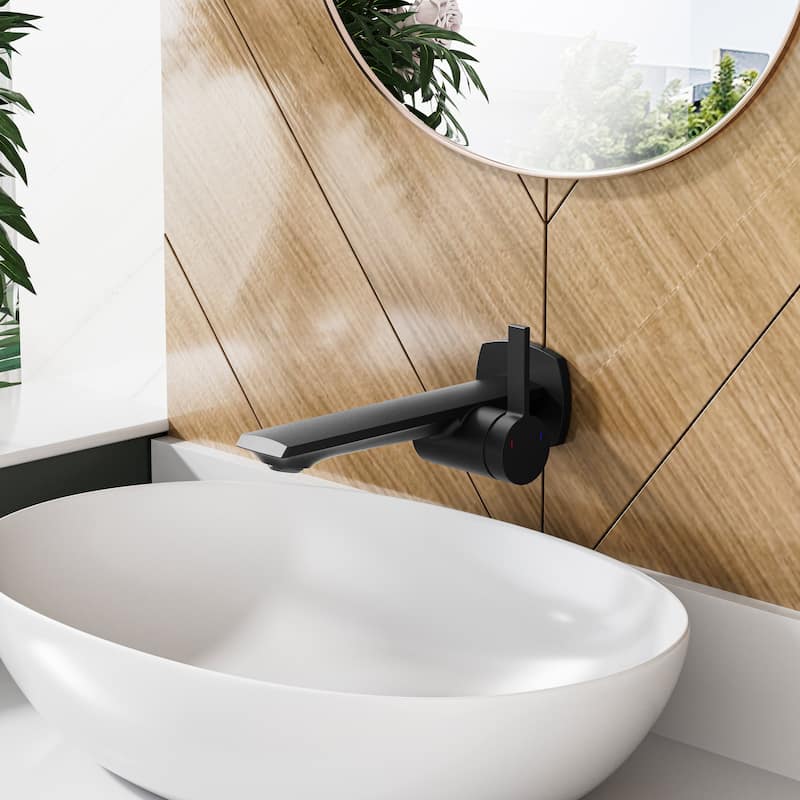 Modland Wall Mount Single Hole Bathroom Faucet, NSF/CUPC Certified & Salt Spray 8 (Matte Black/Rose Gold) - Matte Black
