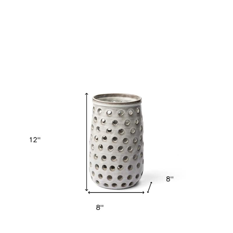 White Abstract Cylinder Ceramic Table Vase