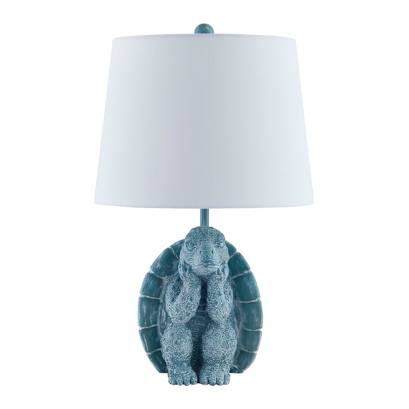 19.5" Blue Textured Resin Turtle Table Lamp - 12" x 12" x 19.5"
