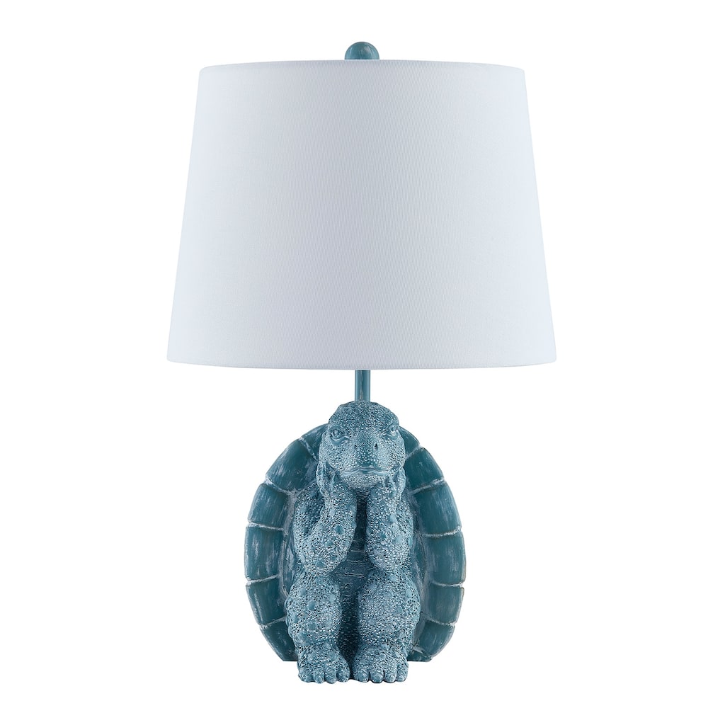 19.5" Blue Textured Resin Turtle Table Lamp - 12" x 12" x 19.5"