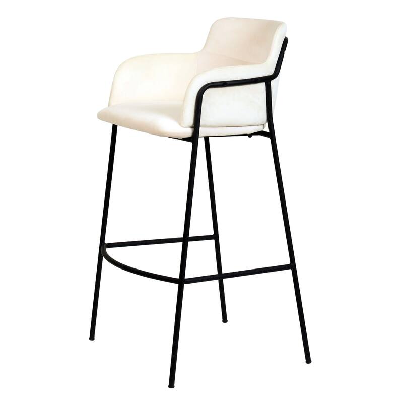 Axis 40" Upholstered Bar Stool - Counter Height Bar Stool with Black Stainless-Steel Frame and Footrest for Home Bar Set of 2