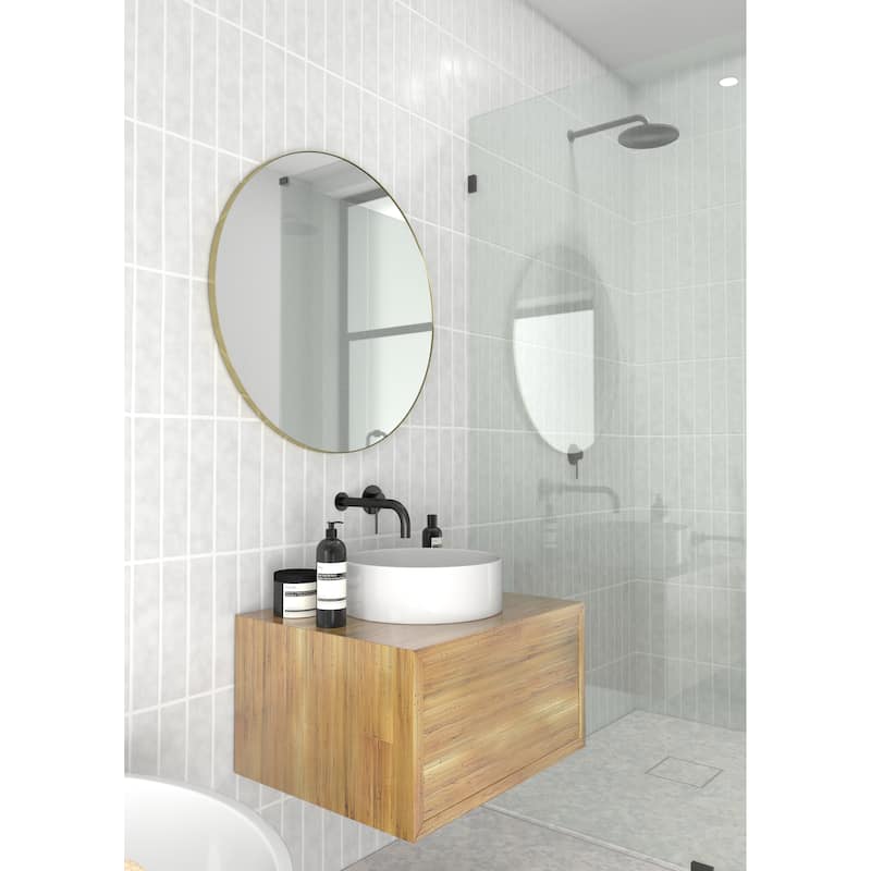 Glass Warehouse Round 28" Stainless Steel Framed Mirror