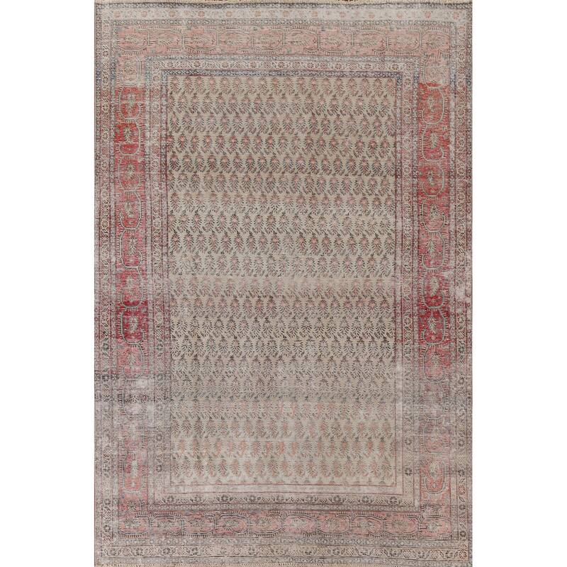 Hand-knotted Distressed Boteh Botemir Persian Area Rug Wool - 7'6" x 10'7"