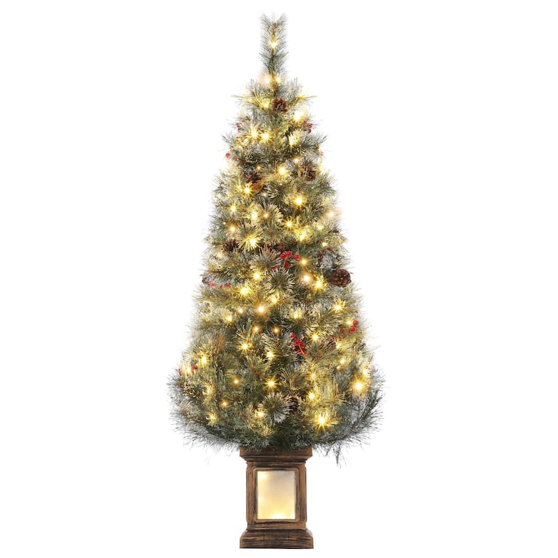 2Pcs 4.5 Ft Pre-Lit Christmas Tree, Artificial Christmas Tree with 108 Warm White Led Lights, Easy Assembly