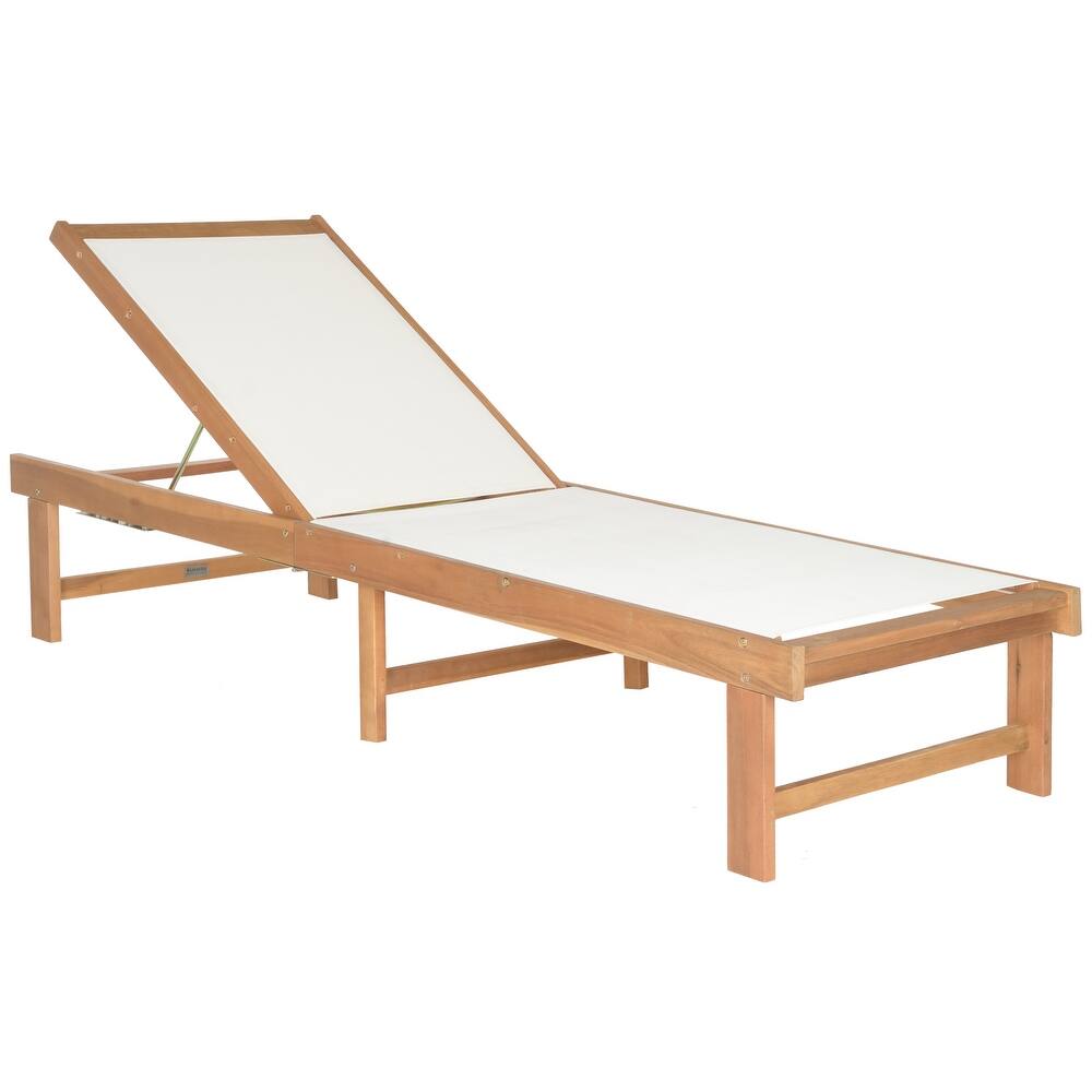 SAFAVIEH Outdoor Anaya Acacia Wood Lounge Chair - 24Wx75Dx13H
