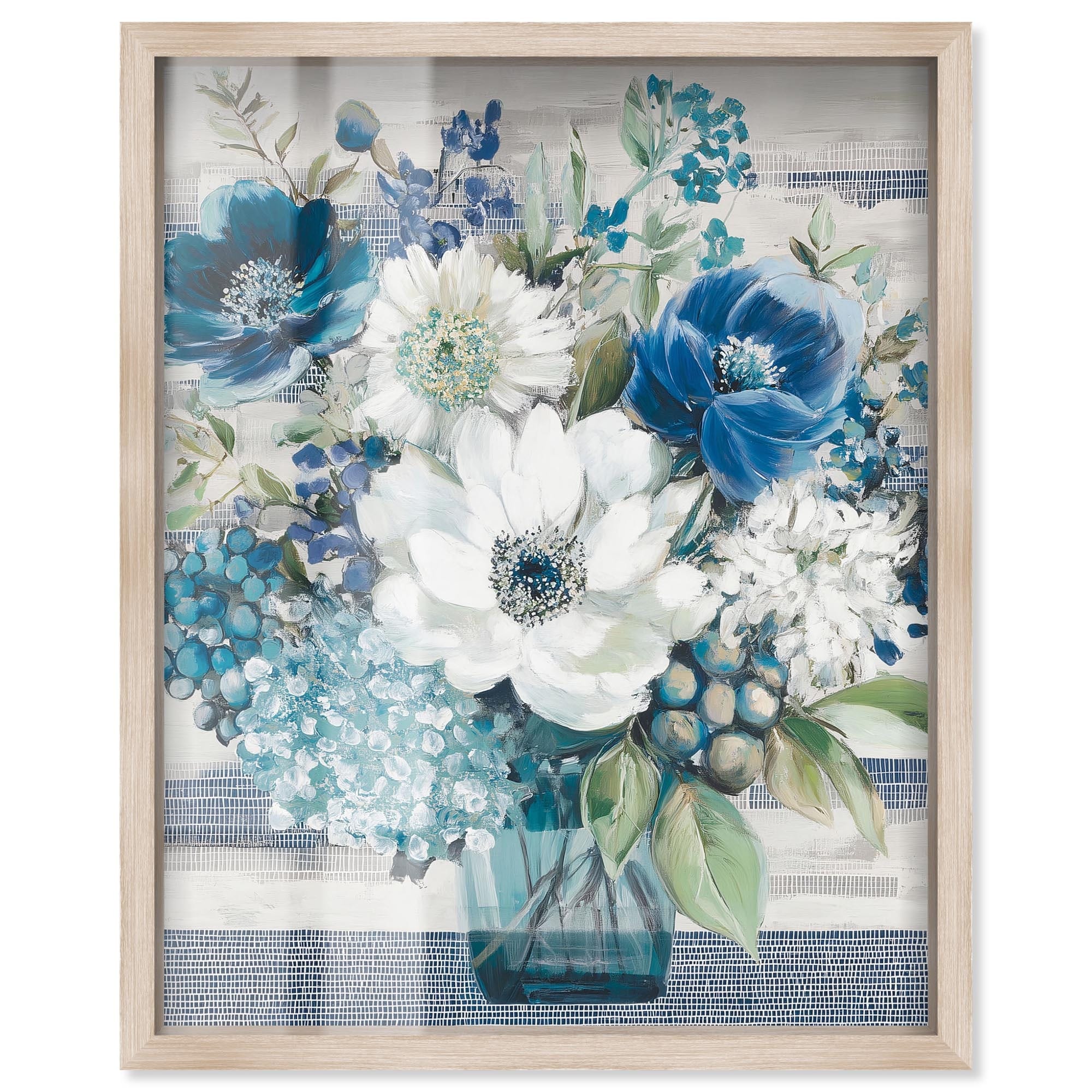 Indigo Bloom II Living Room Wall Art Shadowbox Print by Art Remedy