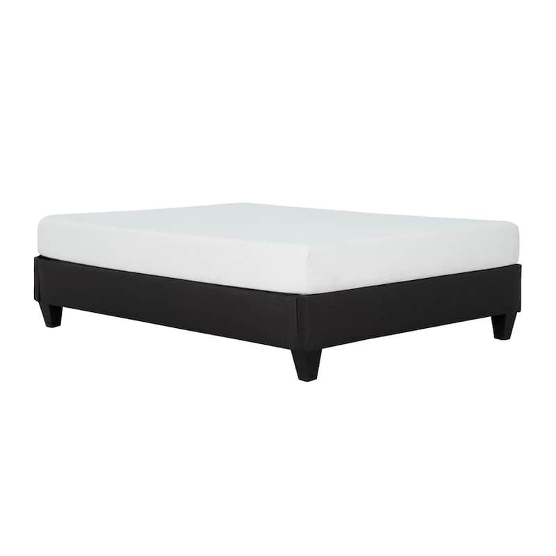 Cleo Queen Size Bed Frame, Solid Wood, Soft Dark Gray Linen Upholstery