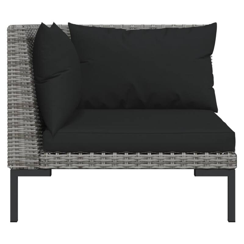 vidaXL Patio Lounge Set Outdoor Sectional Sofa Set Table Poly Rattan Dark Grey - 27.6" x 27.6" x 24"