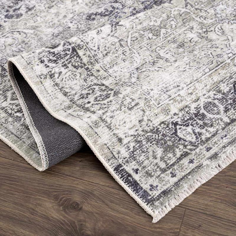 Hauteloom Arista Living Room, Bedroom Machine Washable Area Rug - Traditional - Gray - 5' x 7'6"