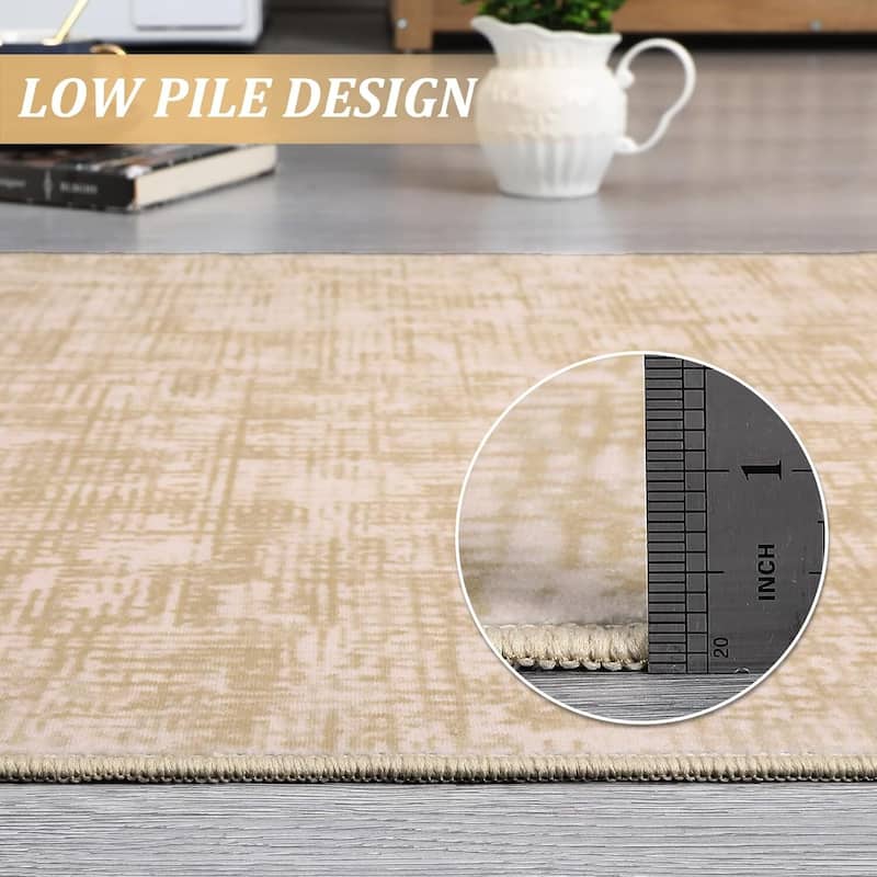 Modern Abstract Area Rug for Living Room, Throw Floor Carpet for Home Décor, Beige - 2' x 3'